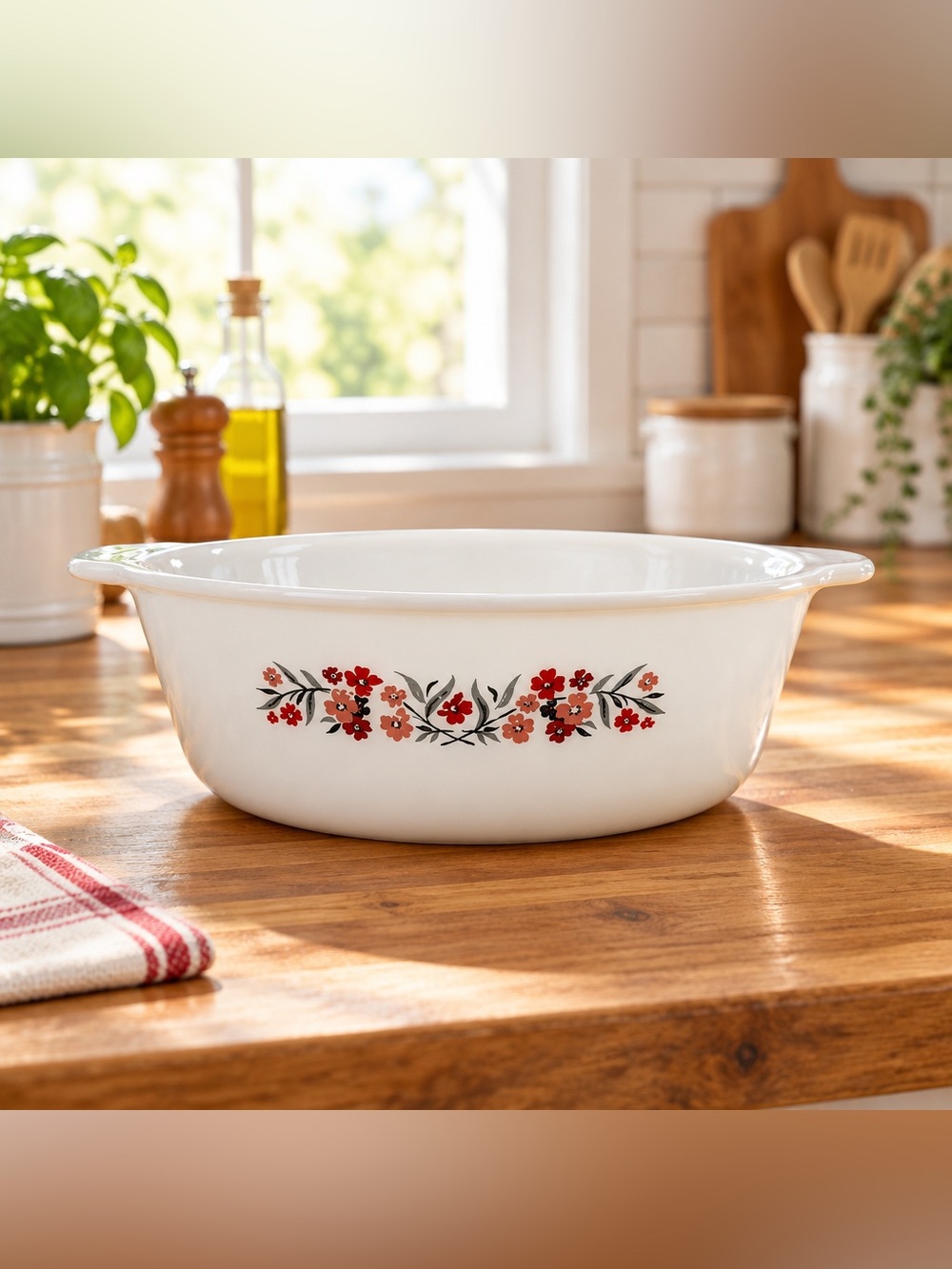 Vintage Anchor Hocking Fire King Primrose Pattern 1L Casserole Dish